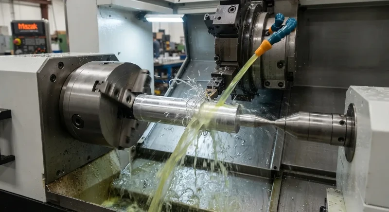 CNC turning aluminum shaft process at Xiamen Dazao Machinery manufacturing facility CNC turning aluminum shaft process at Xiamen Dazao Machinery manufacturing facility